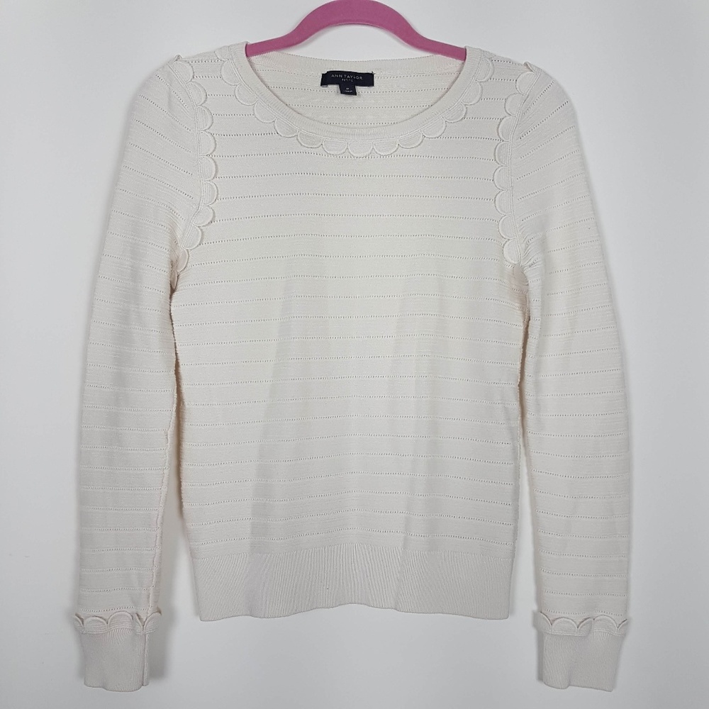 *** Ann Taylor White Fine Knit Top Size SP